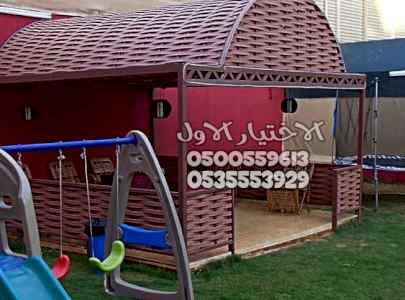 مظلات خشبية انواع WPC مظلات حدائق جلسات